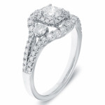 Vintage-Inspired Yaffie White Gold Ring with 1ct TDW Halo Diamonds