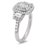 Vintage-inspired Yaffie White Gold Engagement Ring with Cushion-cut Diamond (.21ct)