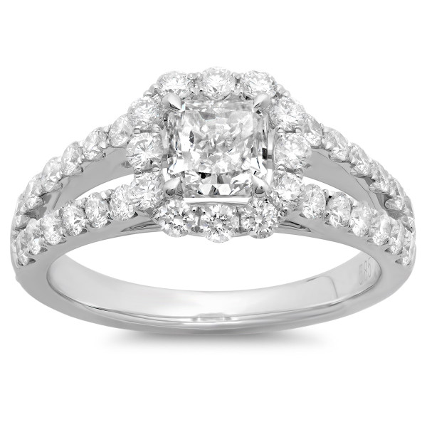 Sparkling Yaffie Engagement Ring Shimmers with 2ct TDW Cushion-cut Diamond Halo