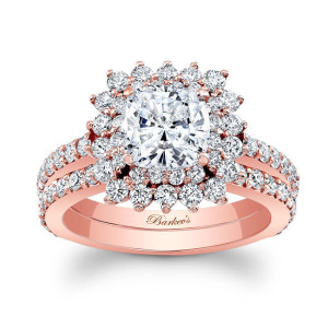 Sparkling Yaffie Rose Gold Bridal Set with Cushion-cut 2 1/2ct Diamond