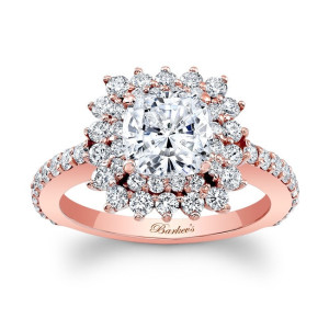 Rose Gold Yaffie Engagement Ring with 2ct TDW Cushion-cut