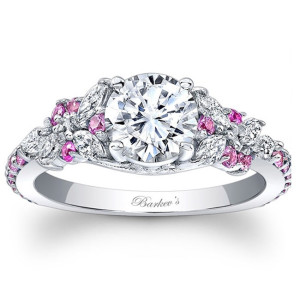 Diamond and Pink Sapphire Ring with 1 1/10ct TDW in Yaffie White Gold