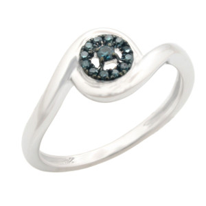 Stunning Blue Diamond Engagement Ring with Brilliant Round Cut by Yaffie