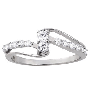 Celebrate Your Love with Yaffie 2-Stone Anniversary Ring, Featuring 2/5ct TDW Diamonds in White Gold