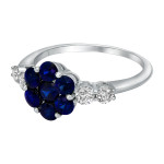 White Gold Blue Sapphire and Diamond Engagement Ring with Yaffie Sophistication