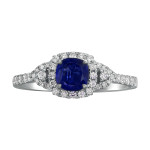 Blue Sapphire and Diamond White Gold Engagement Ring by Yaffie (4/9ct total weight)