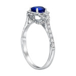 Blue Sapphire and Diamond White Gold Engagement Ring by Yaffie (4/9ct total weight)