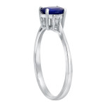 Sapphire and Diamond Oval Engagement Ring in White Gold by Yaffie with Vivid Blue Hue