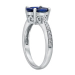 Blue Sapphire and Diamond Engagement Ring in Yaffie White Gold
