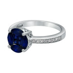 Blue Sapphire and Diamond Engagement Ring in Yaffie White Gold