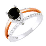 Yaffie ™ Handcrafted Two-tone Gold 1ct TDW Engagement Ring with Sleek Black Diamonds