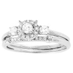 3-way Halo Bridal Ring Set with Yaffie White Gold and 1/3ct Total Diamond Weight
