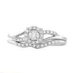 Sparkling Yaffie Bridal Engagement Halo Ring Set with 1/3ct TDW White Gold