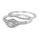 Sparkling Yaffie Bridal Set with Halo-Style White Gold 1/3ct TDW Engagement Ring