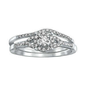 Halo Bride Set with Yaffie White Gold 1/3ct TDW
