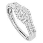 Bridal Halo Engagement Ring Set with 1/3ct TDW in Yaffie White Gold