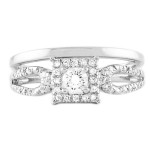 Dazzling Yaffie Bridal Set with Halo Design and 1/3ct TDW in White Gold