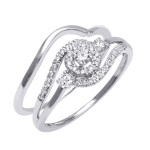Swirling Halo Diamond Bridal Set - Yaffie White Gold with 1/3ct TDW Round Diamonds