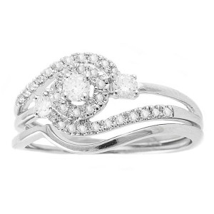Swirling Halo Diamond Bridal Set - Yaffie White Gold with 1/3ct TDW Round Diamonds