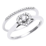 Heart Shaped Bridal Ring Set with 1/4ct TDW in White Gold by Yaffie
