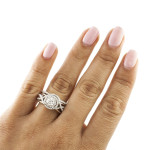 Double Halo Bridal Ring Set with Yaffie White Gold and 3/4ct TDW Sparkle