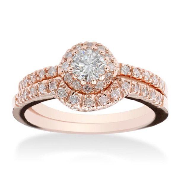 Morganite Engagement Ring Set with Yaffie Bliss Rose Gold and 1/2ct TDW Diamonds