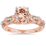 Vintage Yaffie Bliss Rose Gold Engagement Ring with 1/16 ct TDW Morganite and Diamond Sparkle