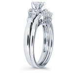 White Gold Engagement Ring with Round and Baguette Cut Diamonds, 3/4ct TDW by Yaffie Diamonds