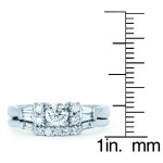 White Gold Engagement Ring with Round and Baguette Cut Diamonds, 3/4ct TDW by Yaffie Diamonds