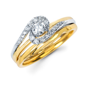 Bridal Set with Yaffie Diamonds in Two-tone Gold, Featuring 1/3ct TDW Diamond