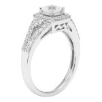 Princess-cut Diamond Ring with Halo and Split Shank in White Gold from Yaffie Diamonds (1/2ct TDW)