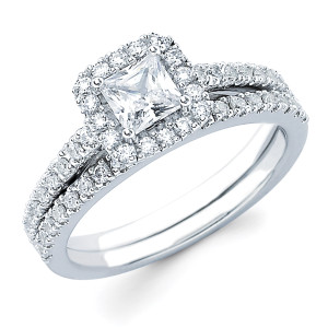 Bridal Bliss: Yaffie Diamonds' 1ct TDW Princess-cut White Gold Set