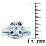 Engaging Yaffie Diamonds White Gold Ring with 2/5ct TDW Diamonds and Blue Sapphires