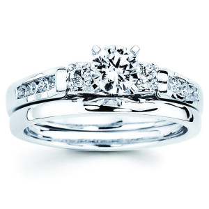 Bridal Set with 3/4ct TDW White Gold Yaffie Diamond Engagement Ring