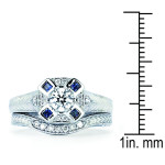 Blue Sparkle on Your Special Day: Yaffie Diamonds 3/5ct Diamond & Sapphire Bridal Ring Set in White Gold