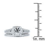 Diamond Halo Bridal Set with 7/8ct TDW in White Gold by Yaffie Diamonds