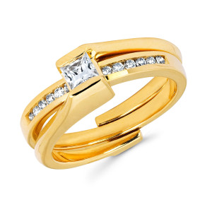 Diamonds Gold 1/4ct TDW Princess-cut Diamond Bridal Set - Custom Made By Yaffie™