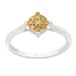 Brand New 0.19ct Round Brilliant Cut Yellow Color Trated Diamond Engagement Ring - Custom Made By Yaffie™