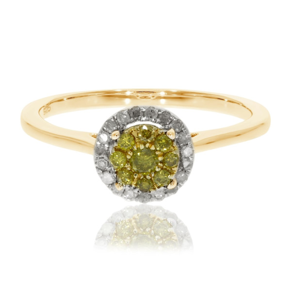 Sparkling 0.25 Ctw Yellow Diamond Engagement Ring with Natural Diamonds - Yaffie Brand New - Icy White Shade