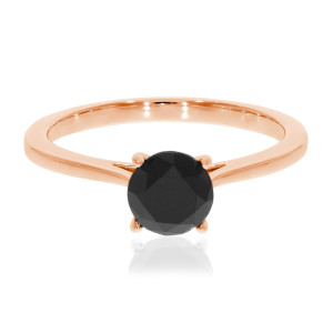 Yaffie Custom 1.25 Carat Round Black Diamond Solitaire Engagement Ring: A Unique Statement Piece
