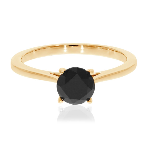 Yaffie Custom 1.25 Carat Round Black Diamond Solitaire Engagement Ring: A Unique Statement Piece