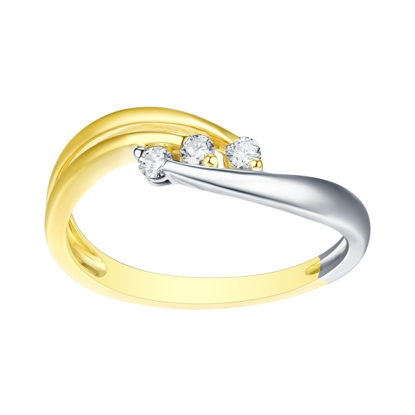 Sparkling Two-Tone Engagement Ring with Natural 3-Stone Diamonds by Yaffie