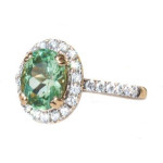 Minty Glamour - Two-Tone Ring with Merelani Mint Garnet and Diamonds by Yaffie