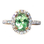 Minty Glamour - Two-Tone Ring with Merelani Mint Garnet and Diamonds by Yaffie