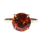 Gold Ring with Oregon Sunstone & Diamond Duo, Featuring the Richness of Copper from Yaffie