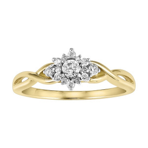 Yaffie 1/4ct TDW Diamond Burst Engagement Ring in Two-tone Gold