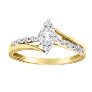 Gold & Diamond Marquise Engagement Ring - Yaffie Two-tone Delight!