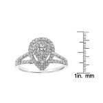 Sparkling Yaffie Double Halo Pear Diamond Engagement Ring, set in White Gold with 1/2ct TDW.