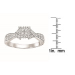 Sparkling Yaffie Square Diamond Engagement Ring with White Gold, 1/4ct TDW