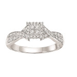 Sparkling Yaffie Square Diamond Engagement Ring with White Gold, 1/4ct TDW